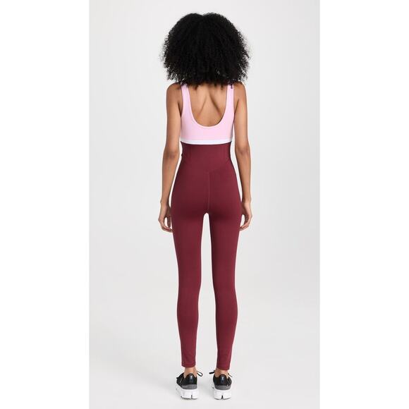 Lacoste x Bandier Colorblock Full Bodysuit All Motion Bordeaux Size Large - Picture 8 of 13